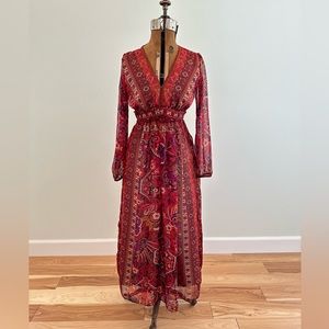 Ranna Gill size 6 Red Ceret Maxi Dress - Anthropologie
